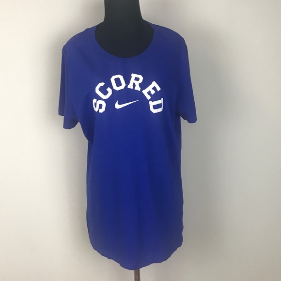 NIKE short sleeved blue scored graphic top XL - Picture 2 of 6